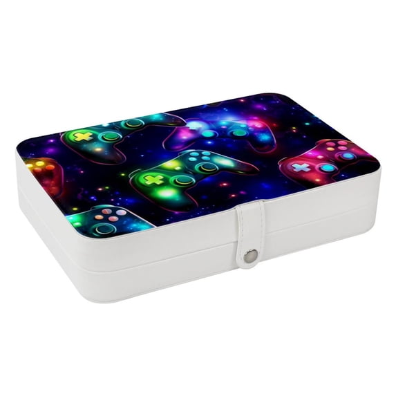 Game Controller PU Leather Jewelry Display Organizer Box with Removable Compartment, Portable Jewelry Organizer
