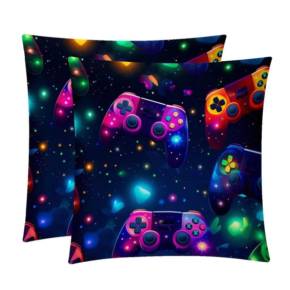 Game Controller Patterns - Set of 2, Available in 16x16, 18x18, and 20x20 Inches for Various Occasions, Sofa, Bed, Chair - Includes Pillow Inserts, Cushion Covers, Decorative Pillows