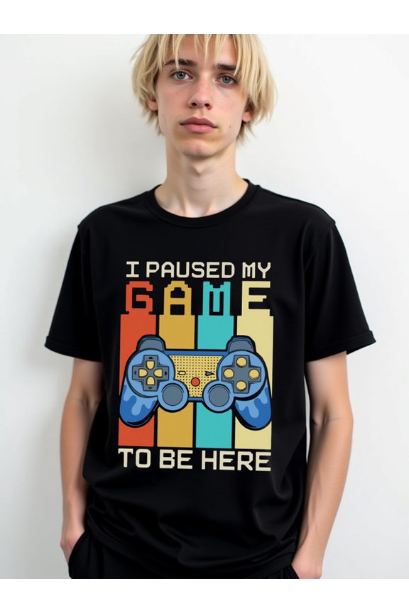 Game Controller Pause Tee for men t-shirts black limited edition summer Hip-hop street style Casual Unisex Shirt Cotton tshirts