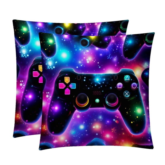 Game Controller Pillow Covers Set of 2 with Unique Patterns for Bed, Chair, and Throw Pillows - Available in 16x16, 18x18, and 20x20 Inchesfor Various Occasions