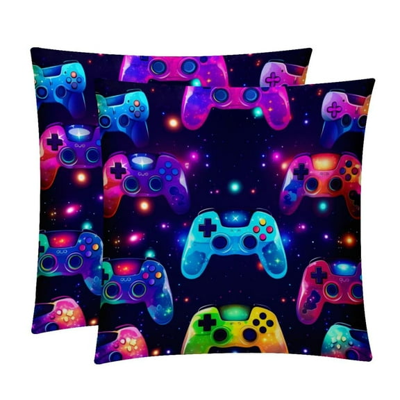 Game Controller Pillows Set of 2 | Decorative Covers Pillows with Unique Patterns | Available in 16x16, 18x18, and 20x20 Inches | for Home Decor and Gifting