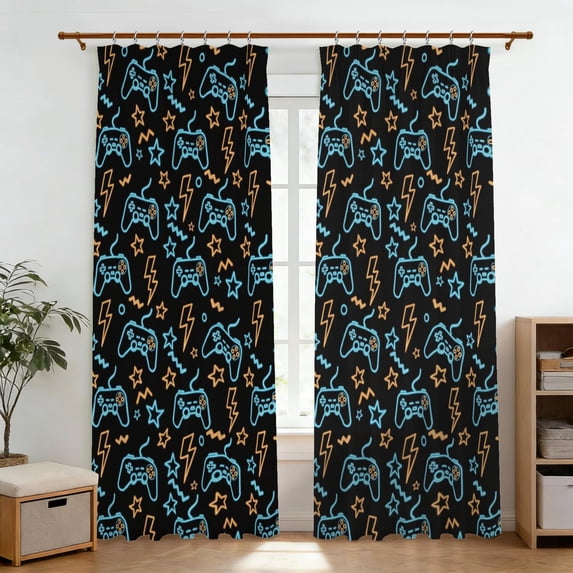 Game Controller Pinch Pleat Semi Sheer Curtains, Pleated Window ...