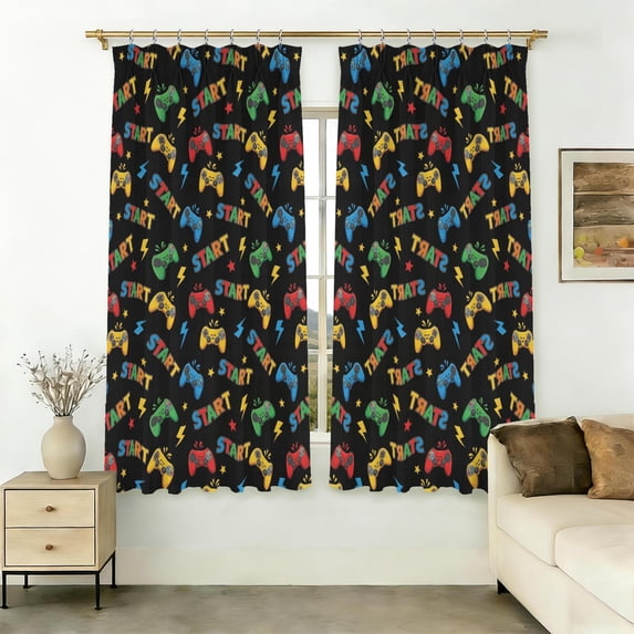 Game Controller Pinch Pleat Semi Sheer Curtains, Sheer Panels with ...