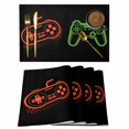 thumbnail image 1 of Game Controller Placemats Set of 12, Modern Art Gaming Handheld Black Placemats for Dining Table, Place Mats for Kitchen Tabletop, Waterproof Wipeable Dining Table Mats Set, 1 of 9