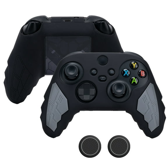Game Controller Protective Cover Silicone Cover for Xbox Series X/S Non-Slip Accessories with Stickers and Joystick Caps-Black