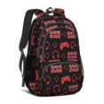 thumbnail image 1 of Game Controller Red Pattern Backpack for School, Cute School Bag with Adjustable Shoulder Straps and Padded Back, 16.9"x12.6"x5.9", 1 of 5
