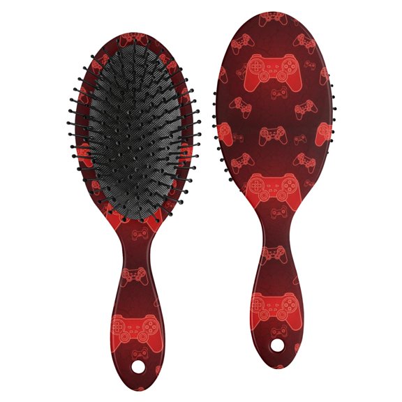 Game Controller Red Pattern Brush, Detangling Hair Brush,Oval Paddle Hair Brush, Air Cushion Design Gifts for Daily Hair Care