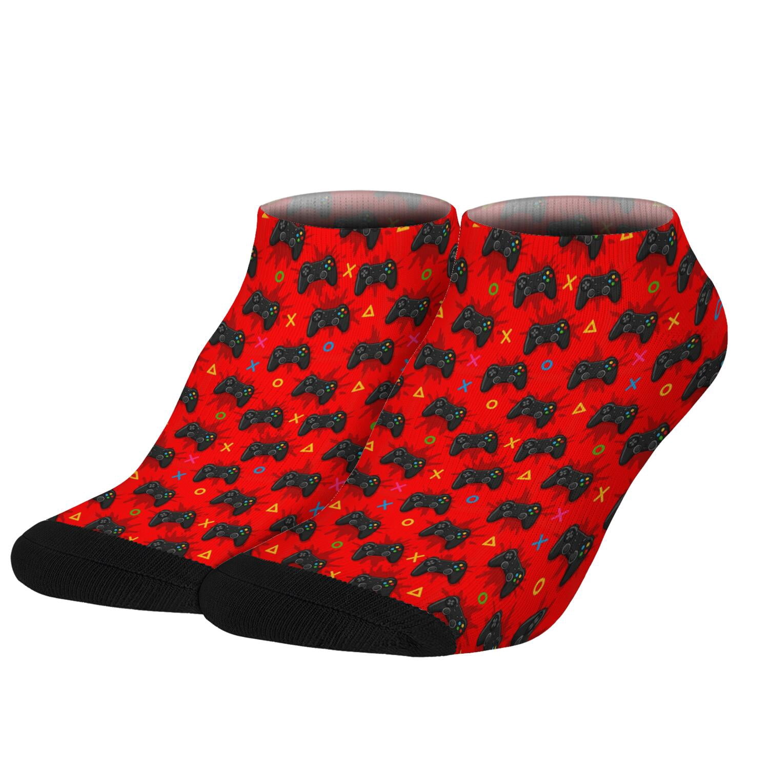 Game Controller Red Pattern Women's Ankle Socks, Low Cut Running Sports ...