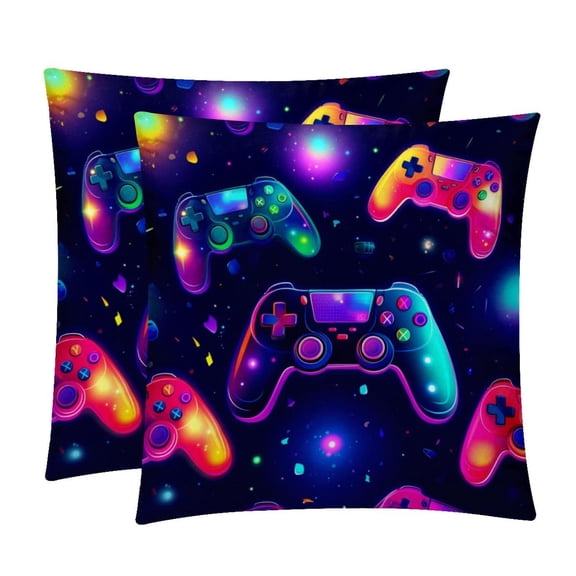 Game Controller Set of 2 - Chair Pillow Covers with Unique Patterns - Throw Pillow Inserts Included, Available in 16x16, 18x18, 20x20 Inches - Ideal for Home Decor,and Gifts
