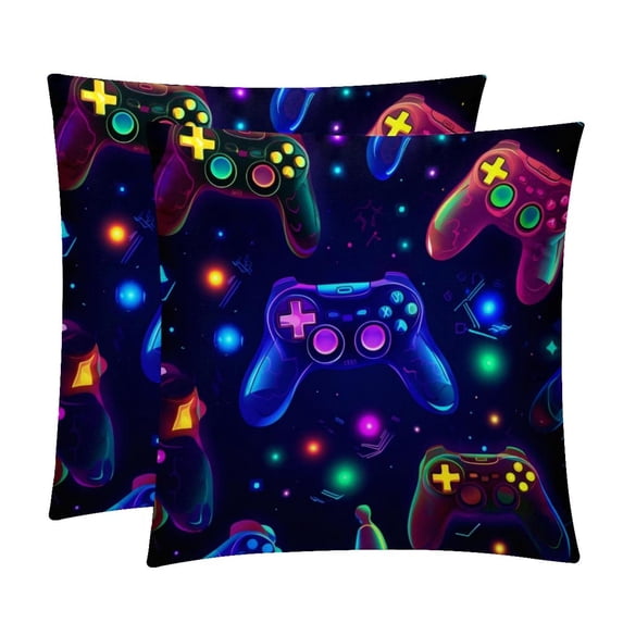 Game Controller Set with Unique CoversPatterns - 2 Pack Decorative Pillows for Bed - Includes Pillow Inserts - Available in 16x16, 18x18, 20x20 Inches for Any Occasion