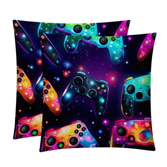 Game Controller Set with Unique CoversPatterns - 2 Pack Decorative Pillows for Bed - Includes Pillow Inserts - Available in 16x16, 18x18, 20x20 Inches for Any Occasion