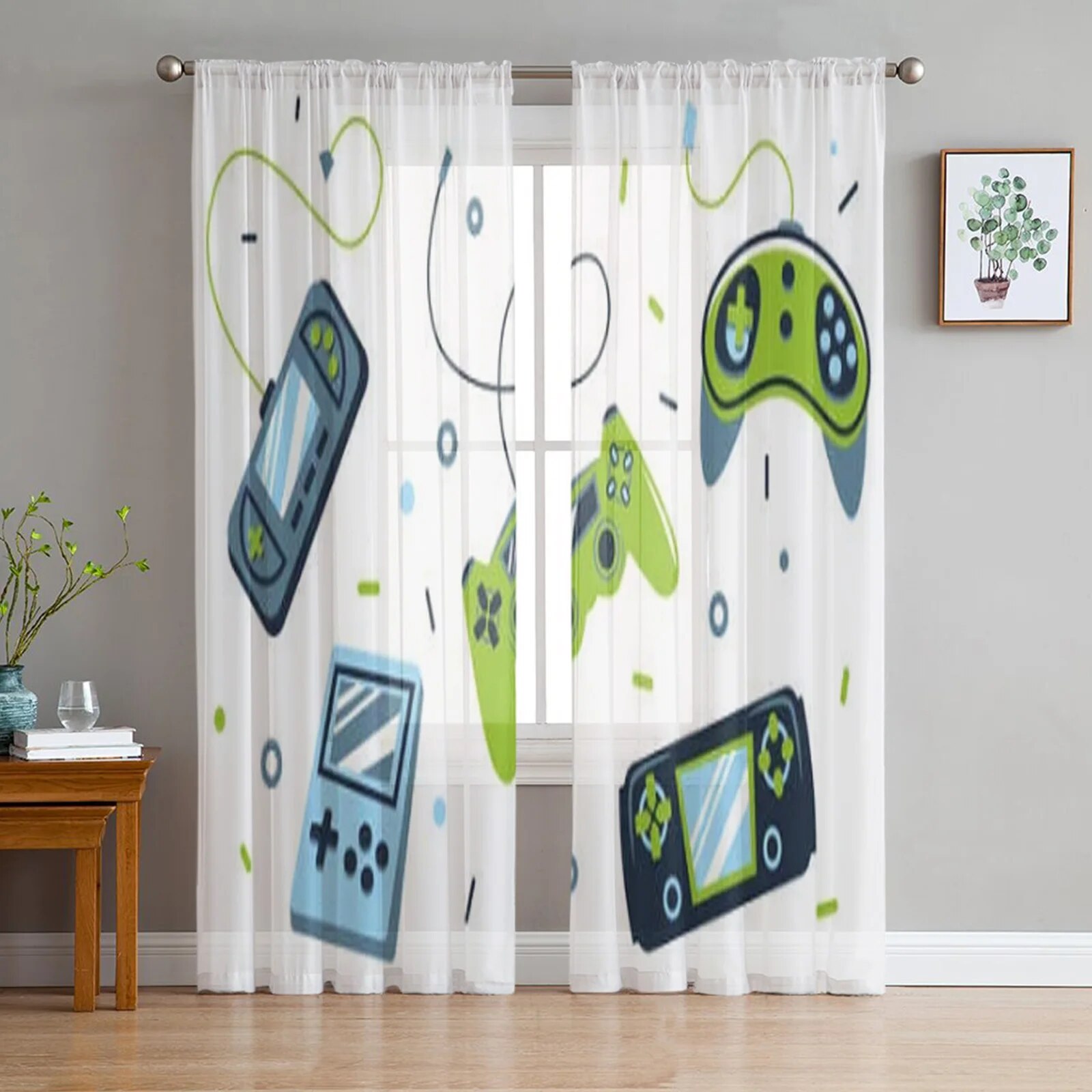 Game Controller Sheer Curtains for Living Room Bedroom Tulle Curtains Kitchen Window Treatments