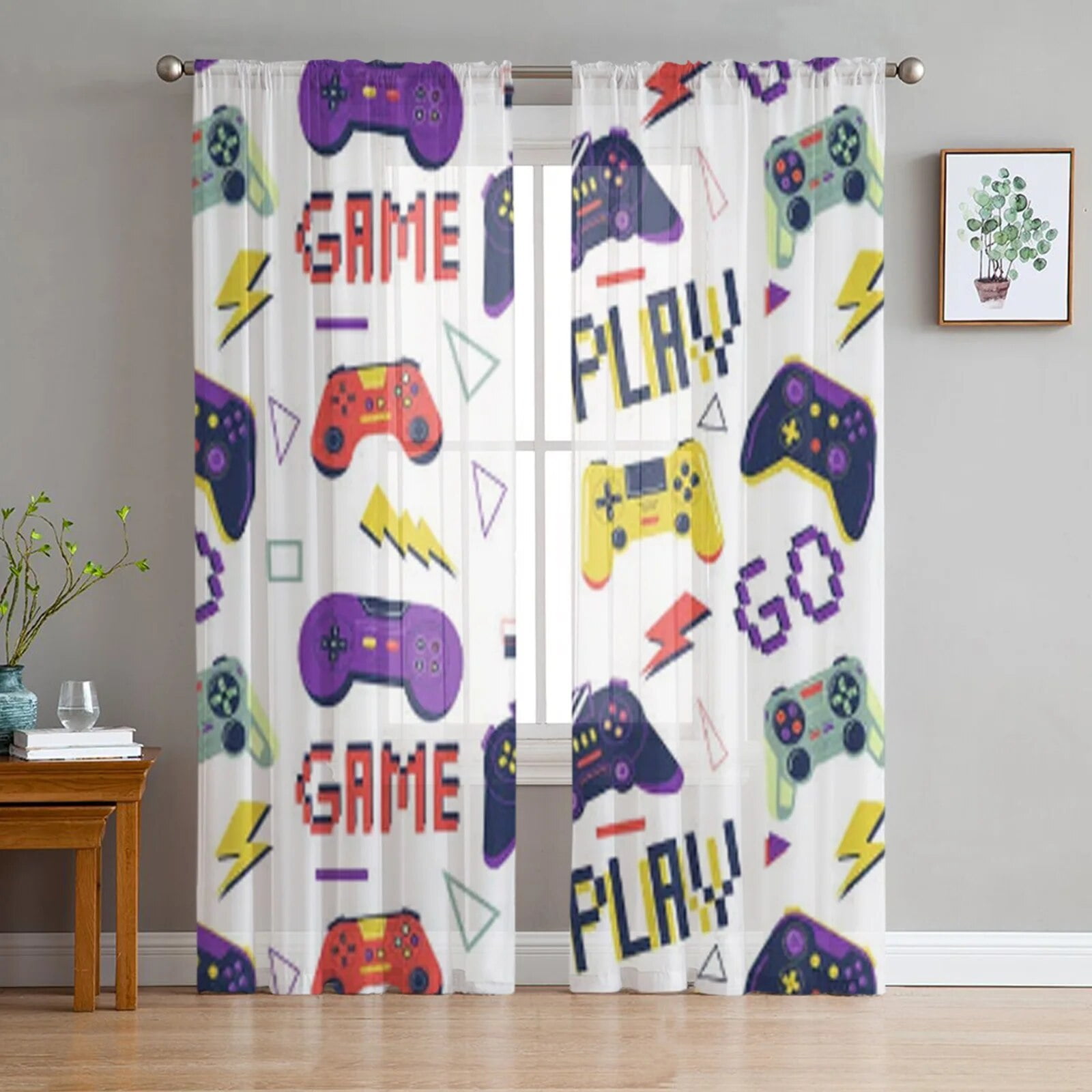 Game Controller Sheer Curtains for Living Room Bedroom Tulle Curtains Kitchen Window Treatments