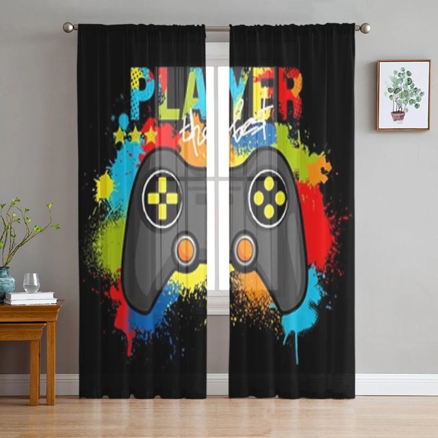 Game Controller Sheer Curtains for Living Room Bedroom Tulle Curtains Kitchen Window Treatments