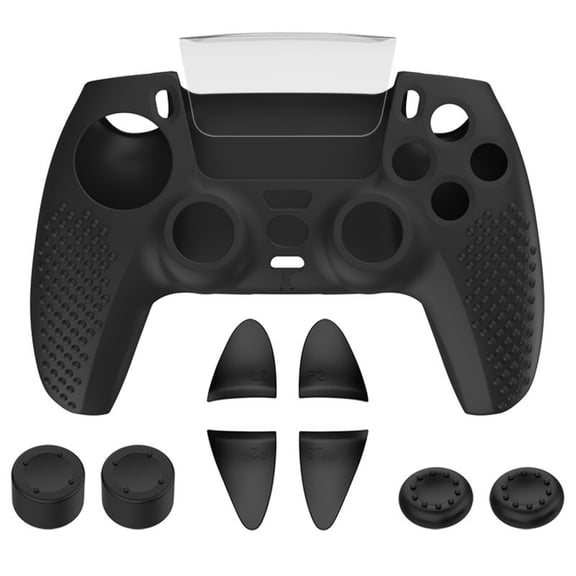 Game Controller Skin for PS5, Anti-Slip Soft Silicone Protective Cover Case for PlayStation 5 Wireless Gamepad with 4 Thumb Grip Caps and L2R2 Trigger Extenders-for PS5 Original Control