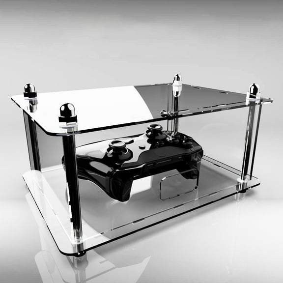 Game Controller Storage Box Transparent Acrylic Material Stackable Gamepad Dust Cover for PS4/PS5/Switch PRO/Xbox Control-With Charging Hole