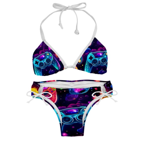 Game Controller Swim Suit Women Bikini Set Detachable Sponge Adjustable Strap Two-Pack Swim Wear