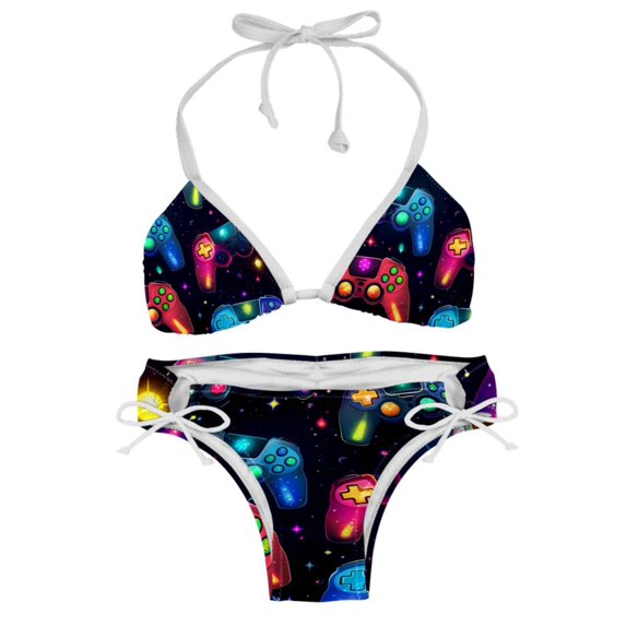 Game Controller Swimsuit Women Bikini Sets, Detachable Sponge Adjustable Strap Swim Suits, Two-Pack- Beachwear Pool Party Summer Vacation