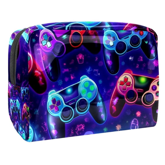 Game Controller Waterproof Cosmetic Storage Bag with Zipper, Lightweight, Large Capacity, Printed Design - Makeup Pouch for Women and Girls on the Go!