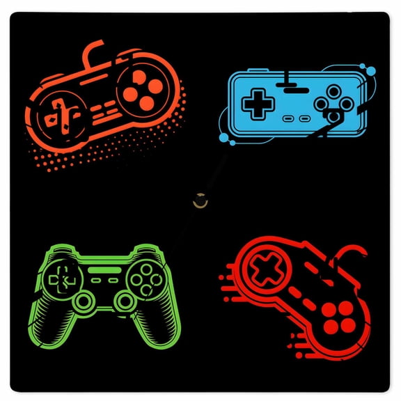 Game Controller Wooden Wall Clock Silent Non Ticking, Modern Art Gaming Handheld Black Square Wall Clocks Battery Operated, Decor Clock for Home Office, Living Room, Kitchen, 10 Inch