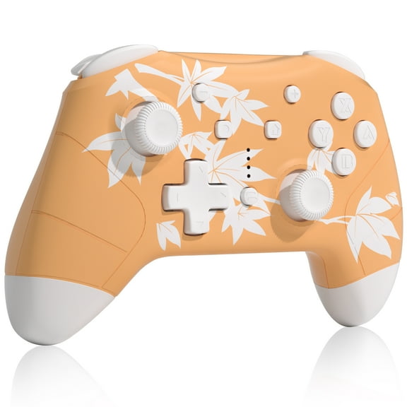 Game Controller for Nintendo Switch/OLED/Lite Orange, Mytrix Upgraded Wireless Switch Remote, with Headphones Jack, Programmable, Turbo, Wakeup