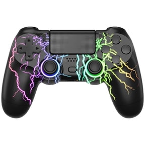 Game Controller with Light, Wireless Gaming Controller Work for P-4/Slim/Pro & PC with Dual Vibration/3.5mm Audio Jack/6-Axis Gyro/Touch Pad