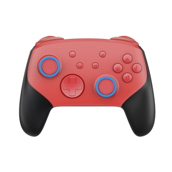 Game Controller with Mechanical Buttons and Metal Joystick, Non-Slip Rubber-Coated Grip with Light and Burst Fire Feature