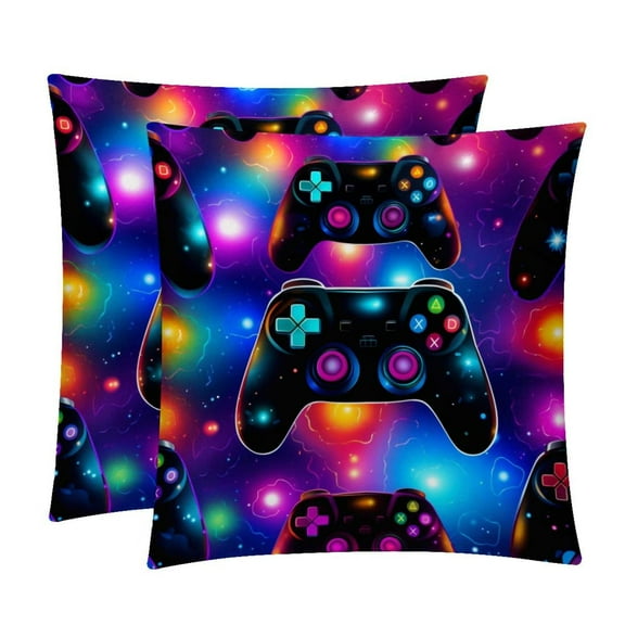 Game Controller with Unique Patterns Covers - Set of 2 Throw Pillows for Home Decor - Available in 16x16, 18x18, 20x20 Inches for Various Occasions