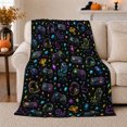 thumbnail image 1 of Game Controllers and Neon Headset Icons, Energetic Graphic Gaming Pattern for Gamers, Birthday Gift, Cozy Flannel Blanket for Game Room and Dorm, Colorful Home Decor, 1 of 9