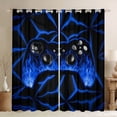 thumbnail image 1 of Game Curtains, Blue Neon Geometry Blackout Curtains 3D Geometric Gaming Bedroom Curtains Gamer Action Buttons Window Curtains Game Room Decor Curtains for Game Lovers,2 Panels 38"Wx45"L, 1 of 6