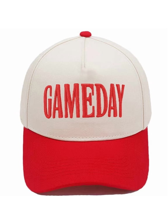 Game Day 3D Embroidered Baseball Cap for Men and Women, Football Game Day Gift Hat, Vintage Color-Block Sun Hat