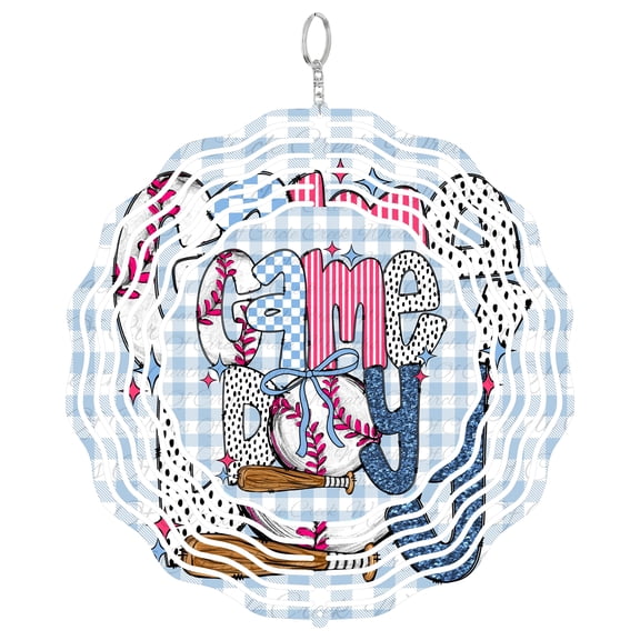 Game Day Baseball 3D Wind Spinner Hanging, UV Printed Tinplate, Sports Themed Decor, Gift for Baseball Fans, Round