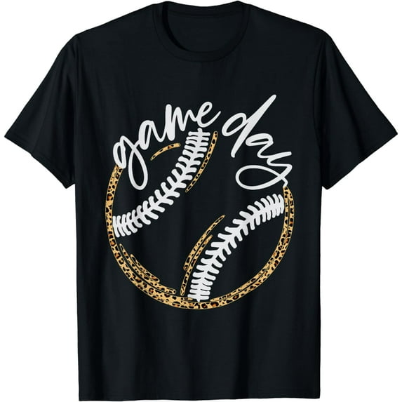 Game Day Baseball Baseball Life Softball Life Mom Leopard T-Shirt
