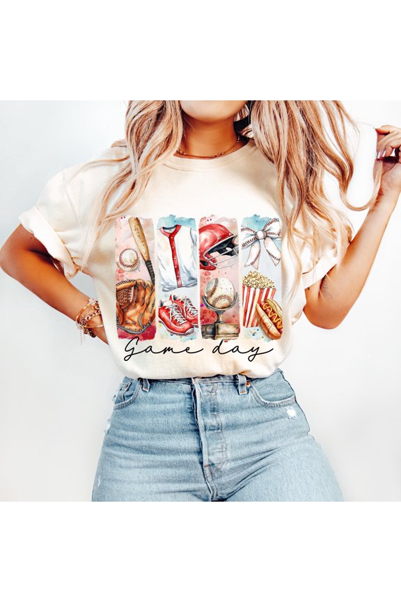 Game Day Baseball Coquette Shirt, Baseball Mom Shirt, Baseball Bow Shirt