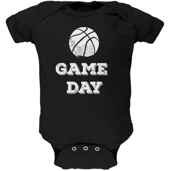 Game Day Basketball Black Soft Baby One Piece - 18-24 months