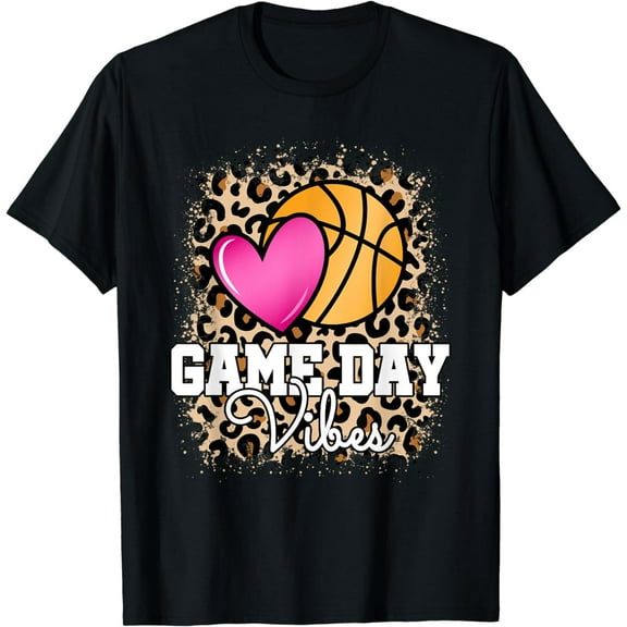 Game Day Basketball Leopard Print Women Girls Basketball T-Shirt