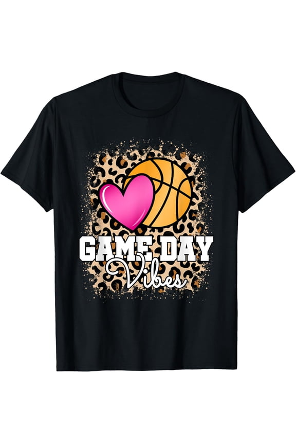 Game Day Basketball Leopard Print Women Girls Basketball T-Shirt