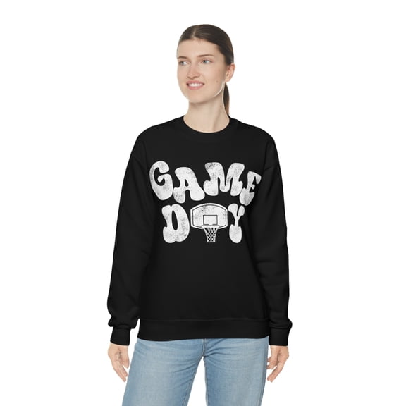 Game Day Basketball Sweatshirt School Sports Shirt for Mom Basketball Lover Black XL