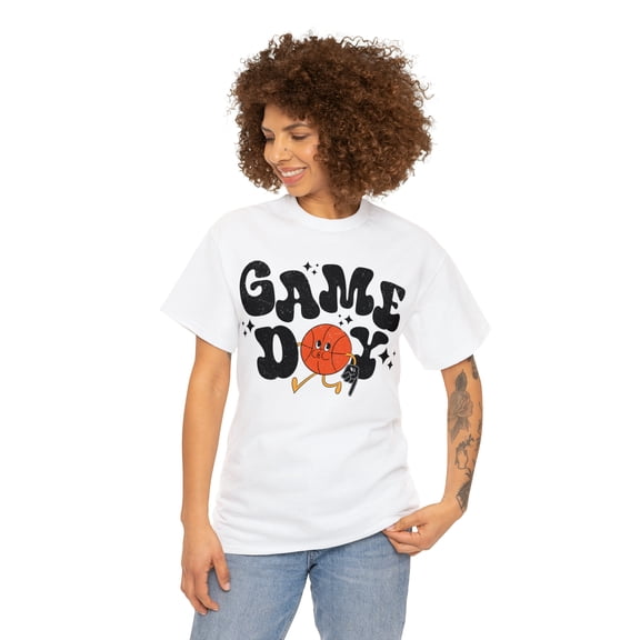 Game Day Basketball T-shirt Basketball Lover Spirit Shirt Retro Trendy Tee White Small
