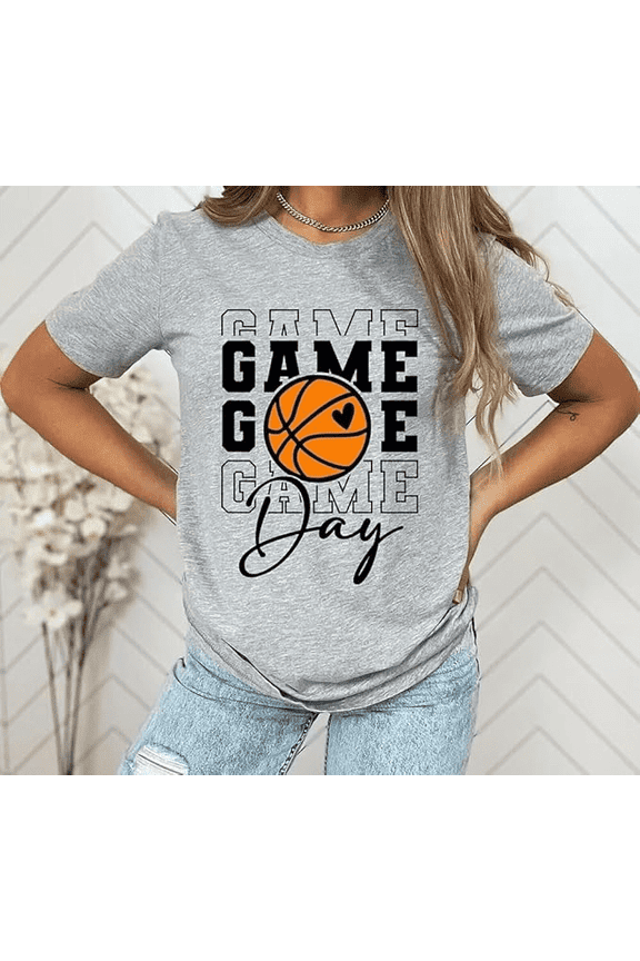 Game Day Basketball Tshirt for Women Sunday Funday Cute Shirts Vintage Basketball Shirt Basketball Graphic Tee Tops