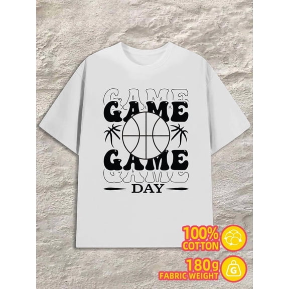 Game Day Basketball men's 180G 100% Cotton white Funny Unisex Shirt Graphic tshirts Fashion Unisex Shirt Crewneck tshirts Vintage Unisex Shirt Short Sleeve tshirts