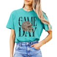 thumbnail image 1 of Game Day Camo Football Helmet Shirt for Men Women & Teens Distressed Ink-Printed Comfort Colors Tee - Seafoam Shirt, Small, 1 of 8