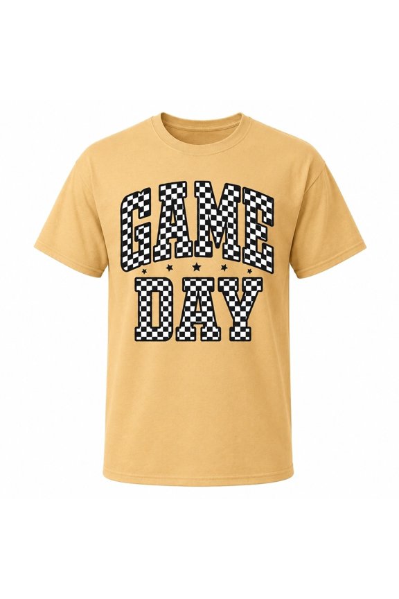 Game Day Checkered Graphic T-Shirt, Unisex Classic Fit Cotton Tee