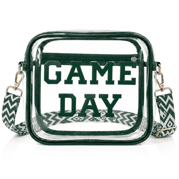 Game Day Clear Bag for Stadium Events, Clear Crossbody Purse for Women, Small Stadium Bag for Concerts and Sports,Green