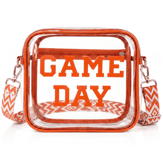 Game Day Clear Bag for Stadium Events, Clear Crossbody Purse for Women, Small Stadium Bag for Concerts and Sports,Orange