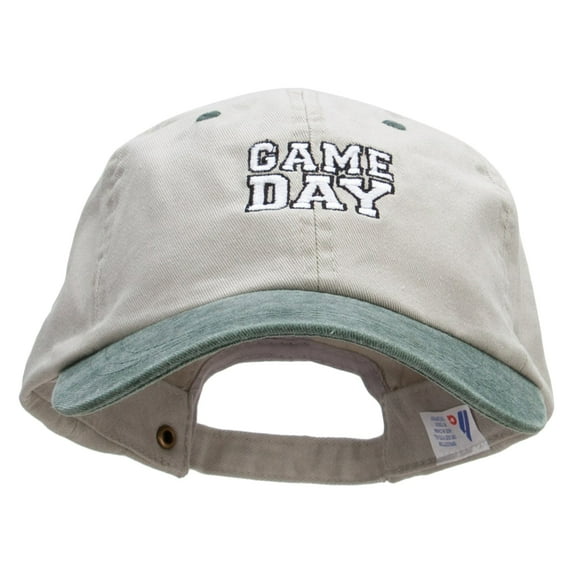 Game Day Embroidered Pigment Dyed Wash Cap - Beige Green OSFM