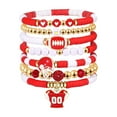 thumbnail image 1 of Game Day Football Bracelets for Women Men, Stackable Sports Charm, Sport Theme Charm Bangle Set, Stackable Stretch Sports Bracelets for Fans, Football Mom Accessories & Outfits, Jewelry Gifts - (H), 1 of 8