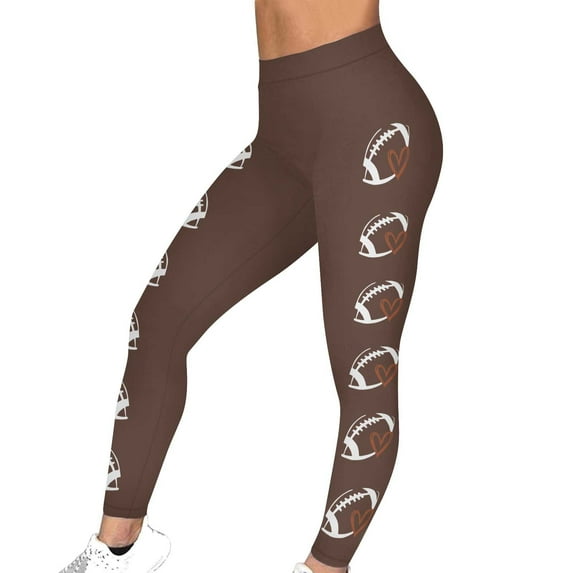 Game Day Football Leggings for Women Football Season Yoga Pants Sunday High Waist Graphic Workout Leggings