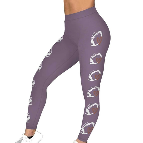 Game Day Football Leggings for Women Football Season Yoga Pants Sunday High Waist Graphic Workout Leggings