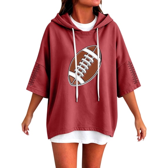 Game Day Football Shirt Women Football Graphic Game Day Sweatshirts Baseball Mom Shirt With Pockets Comfort Hoodie Cute Hoodies Baggy Hoodie Gift Athletic Gym Shirts Long Sleeve Fall Outfits Red